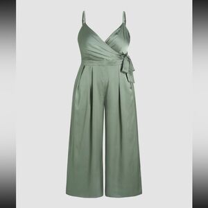 Cider Olive Satin Jumpsuit